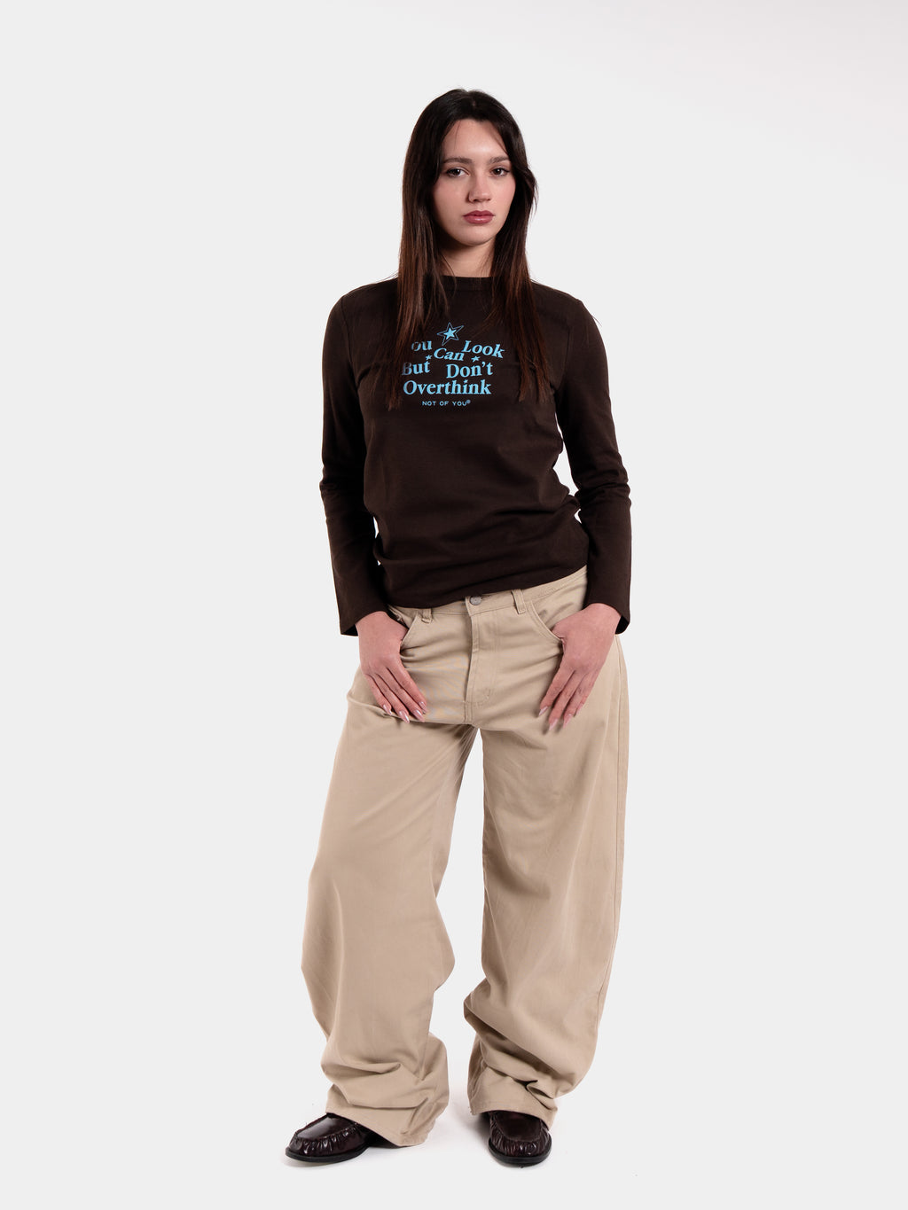 Women’s Long Sleeve Brown - "Don't Overthink"