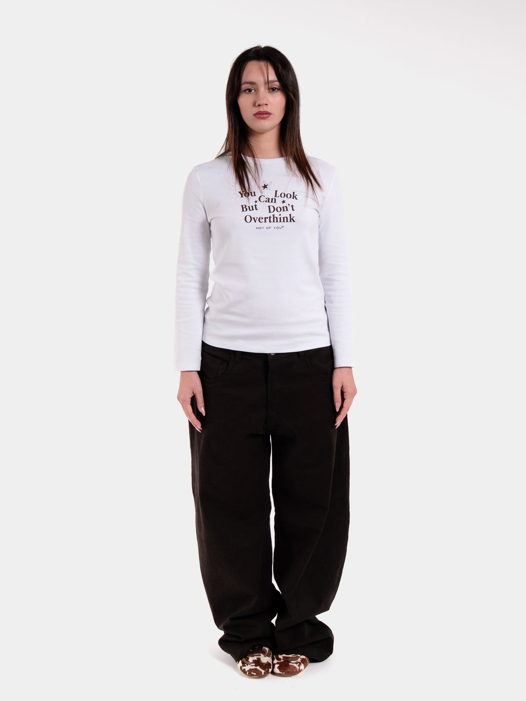 Women’s Long Sleeve White - "Don't Overthink"