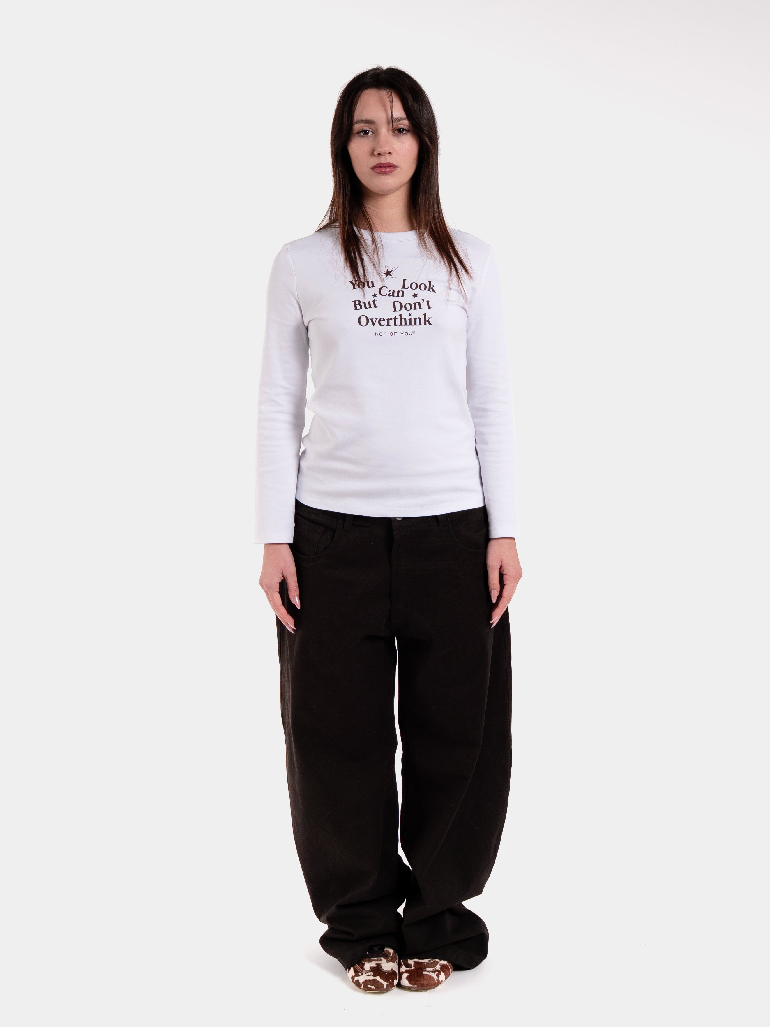 Women’s Long Sleeve White - "Don't Overthink"